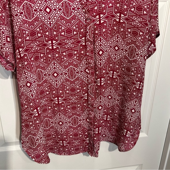 FRED DAVID Maroon & White Button Front Top Size 2X - Picture 3 of 9